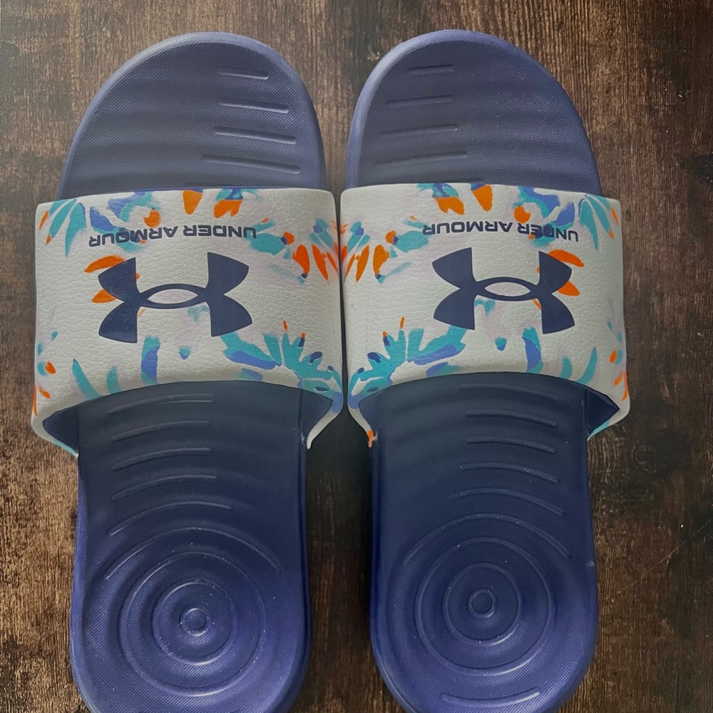 Under Armour Ansa Graphic Slide Sandals - White/Sonar Blue